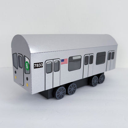 3d paper subway train made with Stardream Silver paper