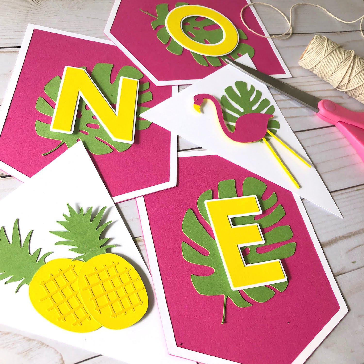 Fuchsia and Factory Yellow Tropical Party Banner