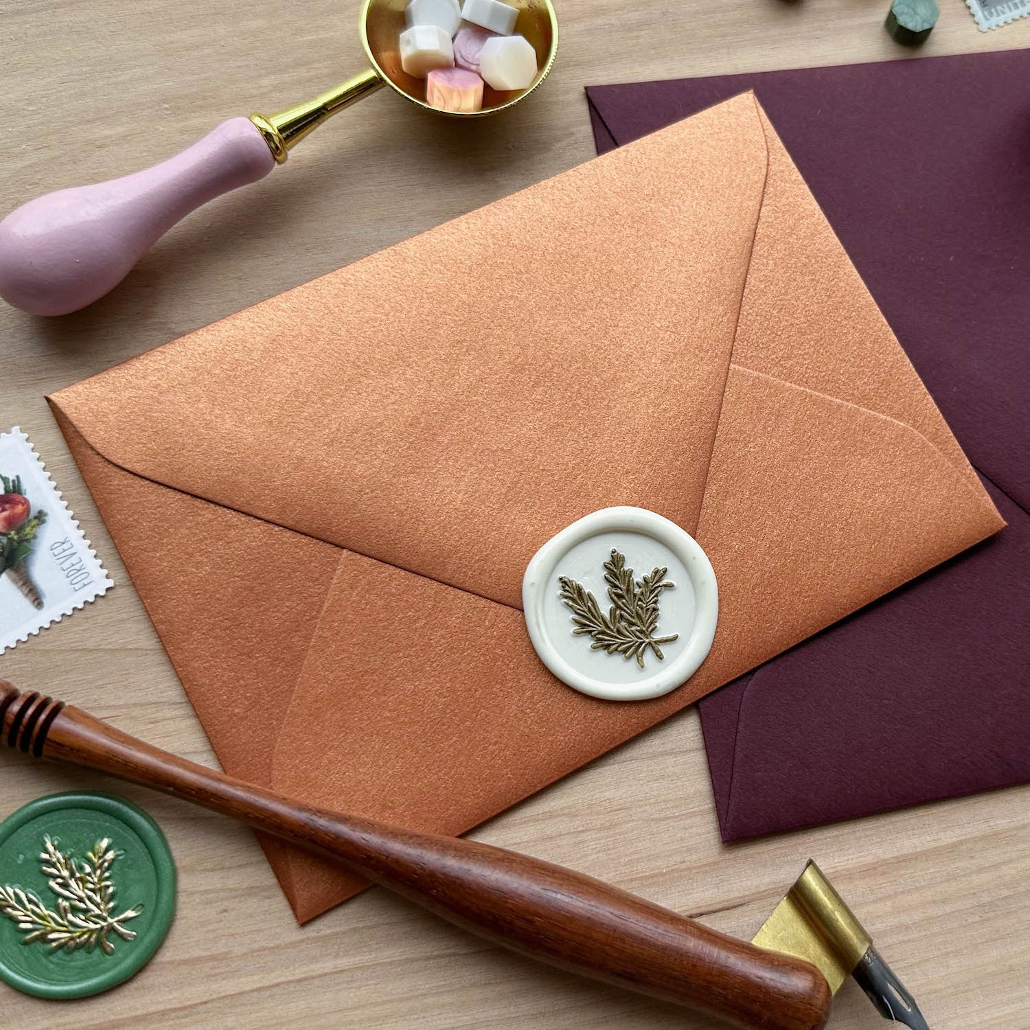 Copper Stardream Metallic Envelope with wax seal