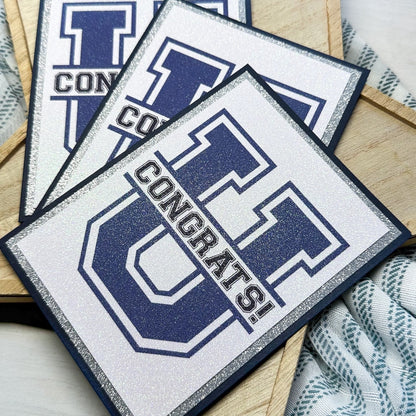 White Diamond Print Graduation Cards