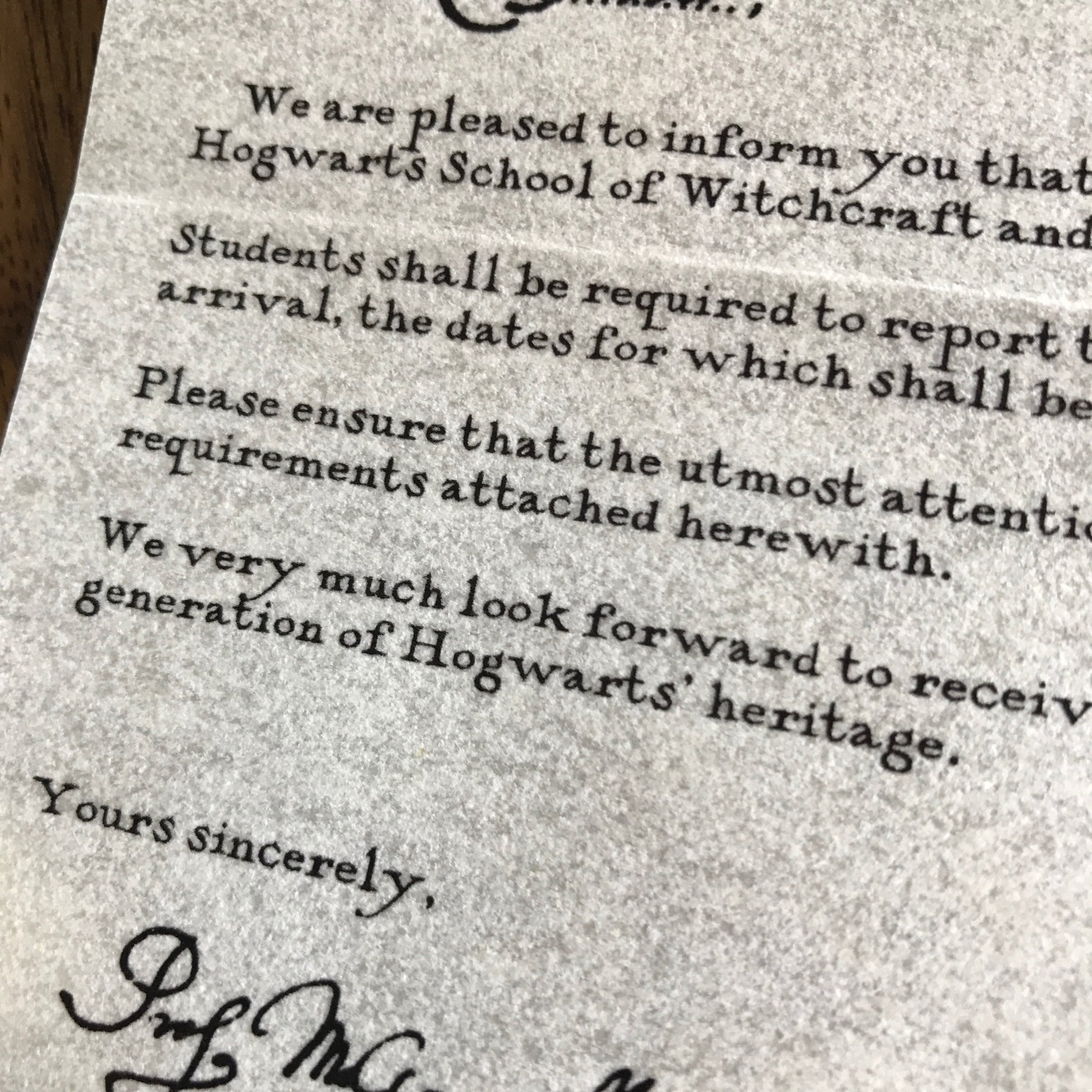 Letter printed on Pergamenata Parchment