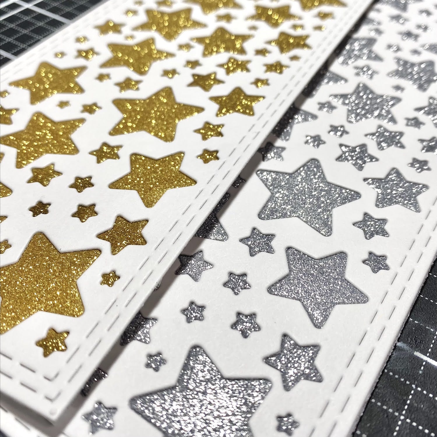 Gold/Silver Diamond Print Inkjet Glitter Cardstock Star Card