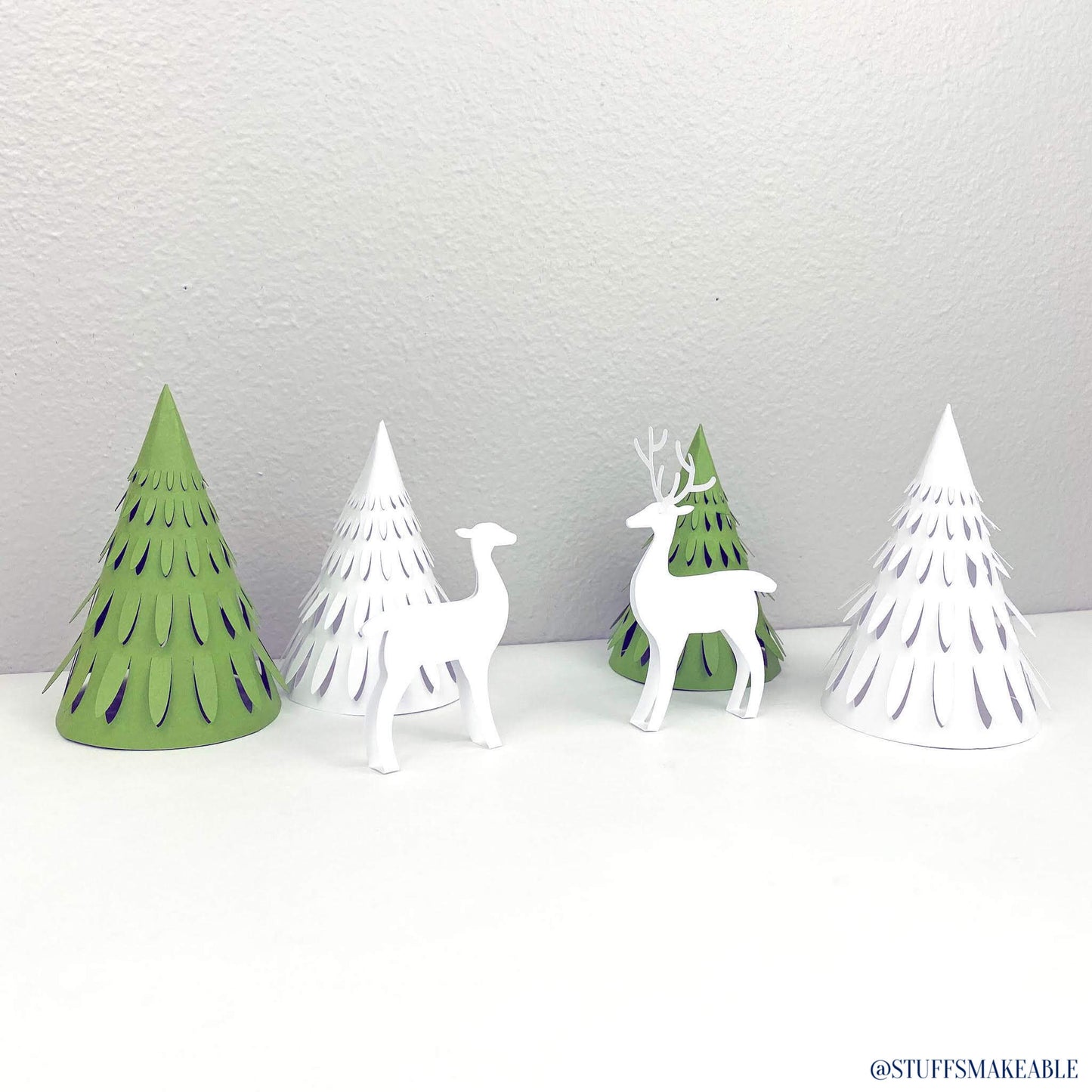Christmas Cardstock Collection 3d Christmas Trees and Deer