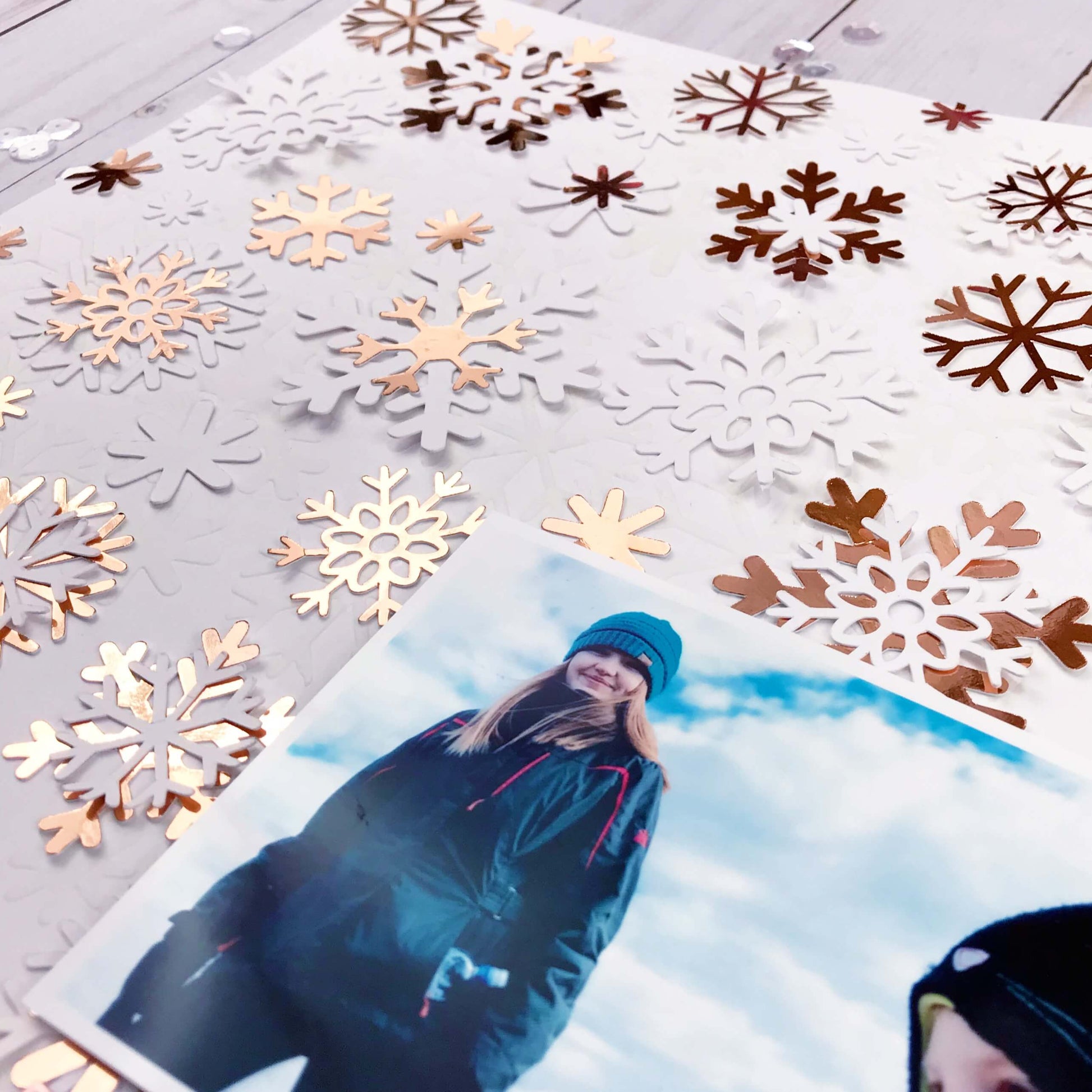 Precious Metals Mirror Cardstock Snowflake Die-cut scrapbook layout