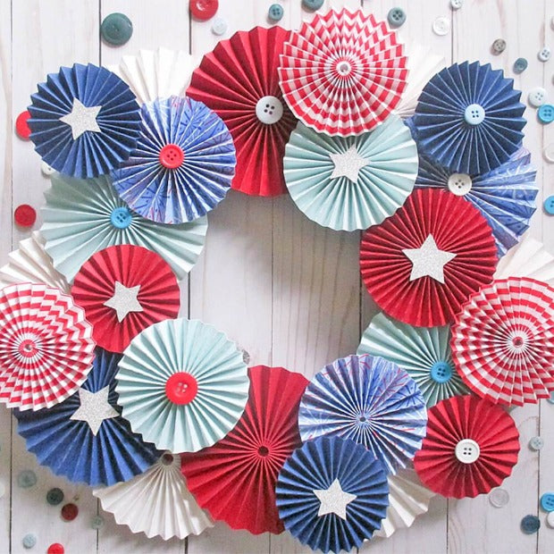 Red White and Blue Patriotic Cardstock Wreath