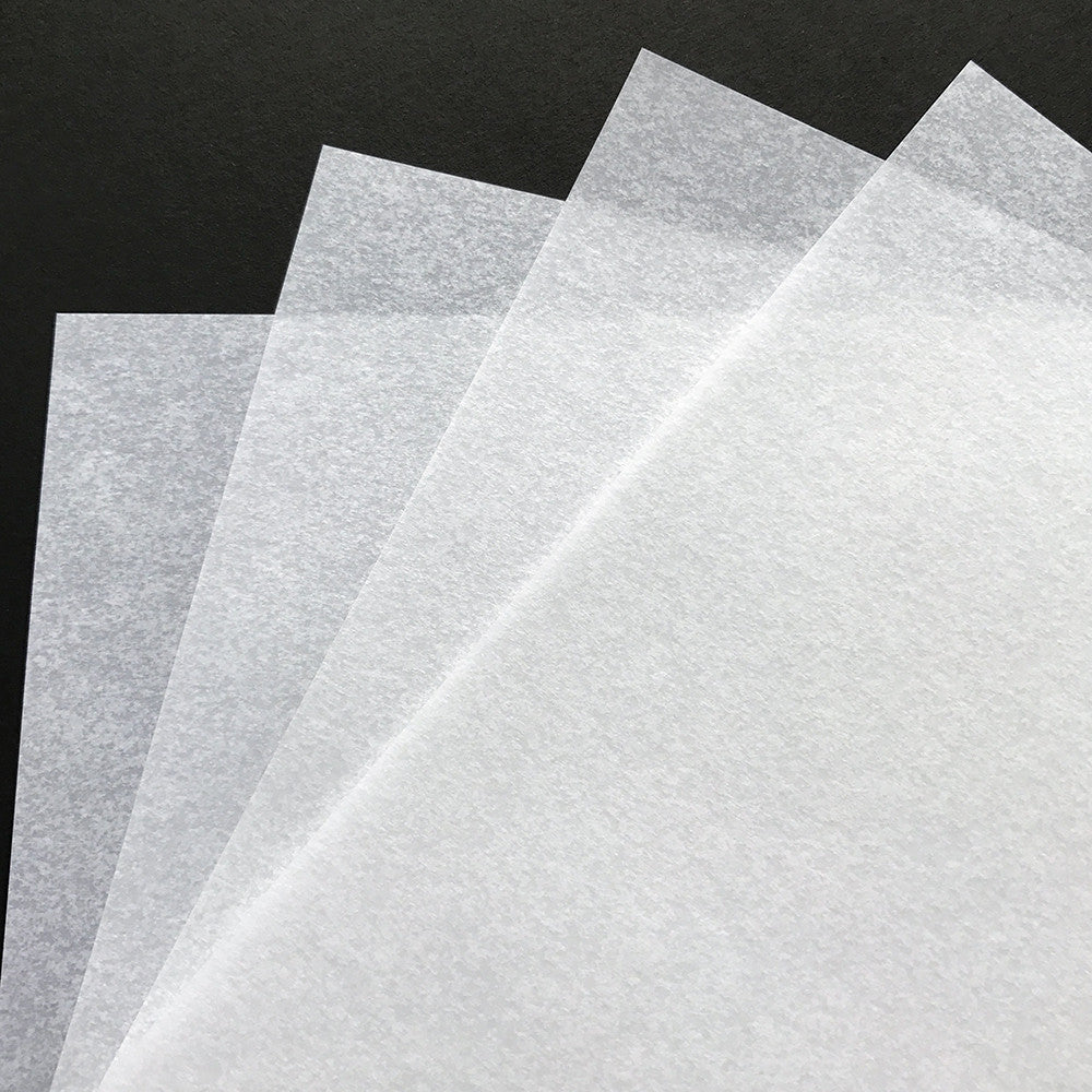 Bianco (White) Pergamenata Parchment 8.5 x 11 Fans, 110 gsm/74 lb. Text 